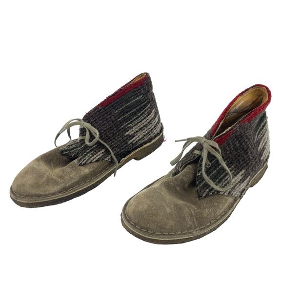 Clarks Originals Women's Beige/Brown Twill Lace Up Leather Chukka Boots 9.5 - Picture 1 of 8